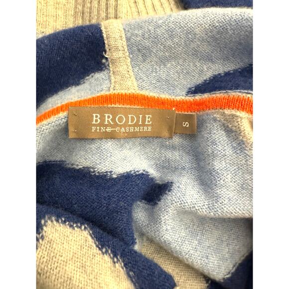 Brodie Blue Gray Chloe Camo Fine Cashmere Hoodie S ($355) Old Money Luxury - Picture 4 of 7